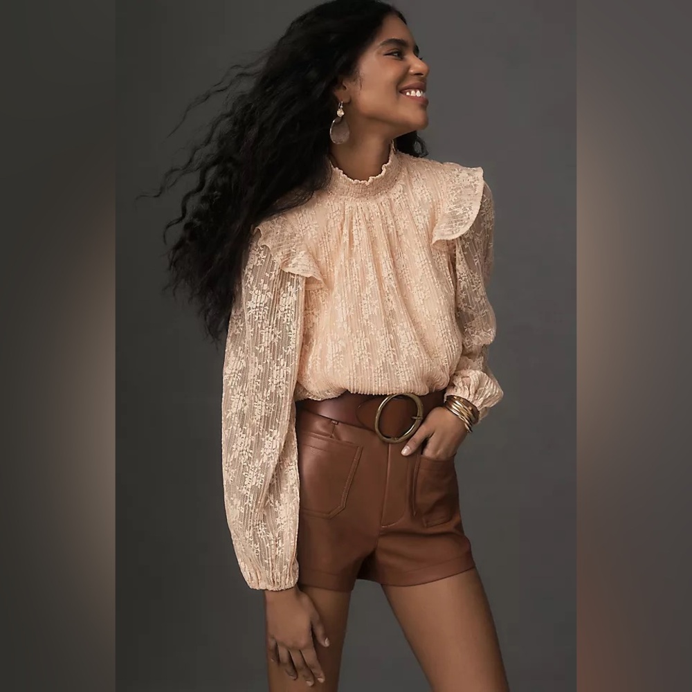 Porridge Sheer Lace Long-Sleeve Top Women’s Size Medium